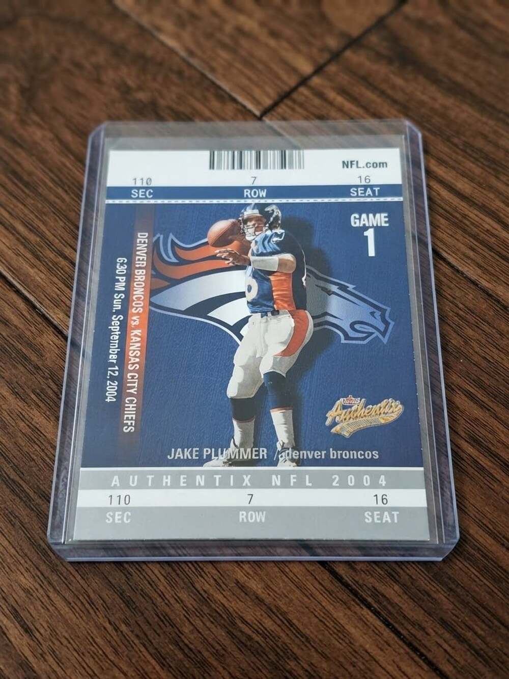 2004 Fleer Authentix Jake Plummer Denver Broncos Football Card #98